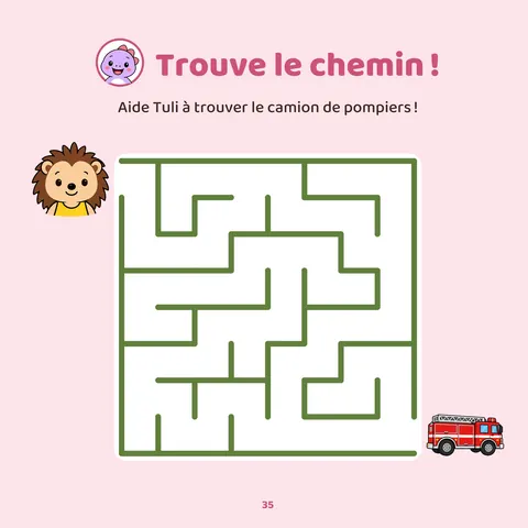 Le labyrinthe – Page de « Tuli chez les pompiers »